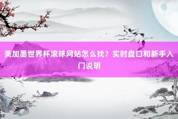 美加墨世界杯滚球网站怎么找？实时盘口和新手入门说明